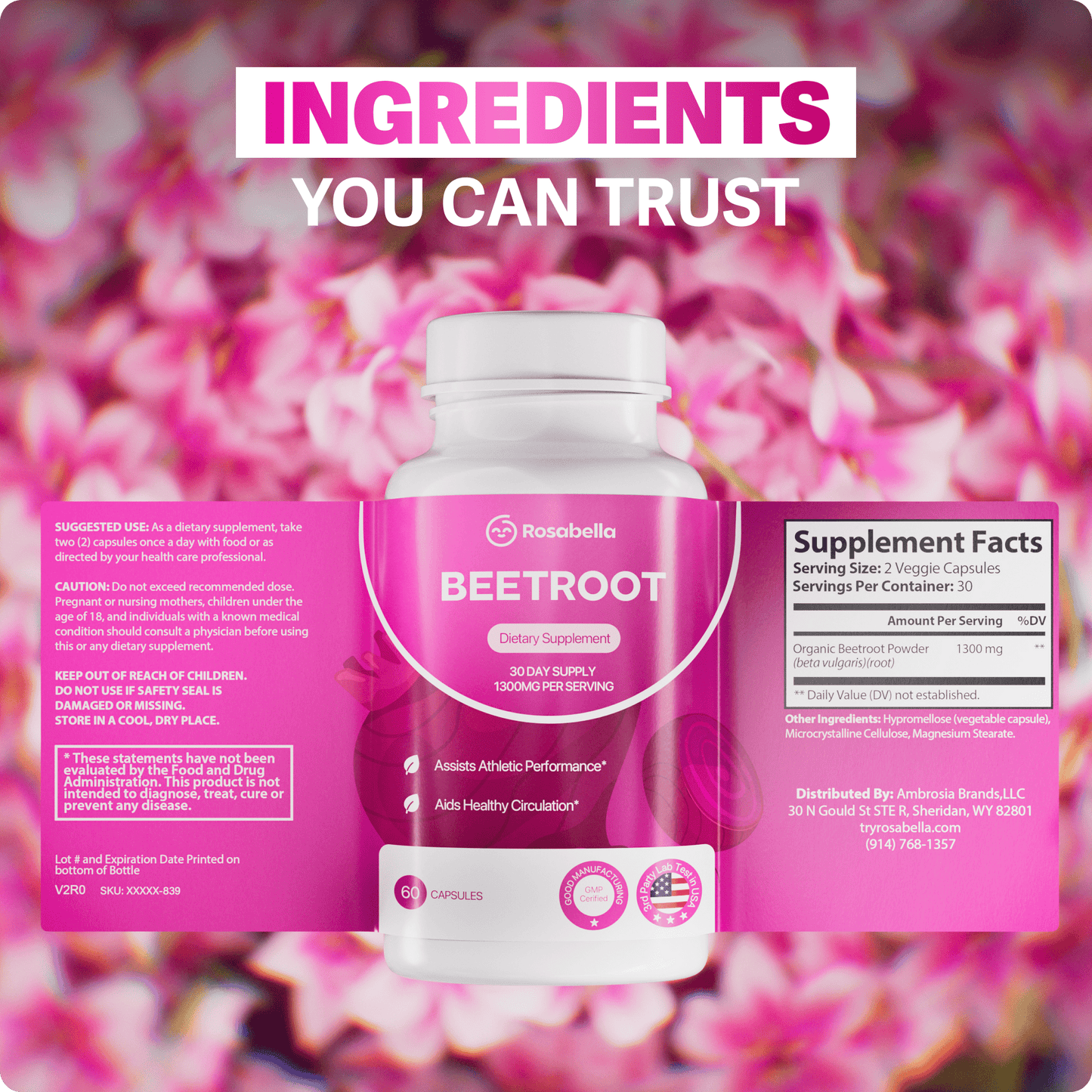 Rosabella Organic Beet Root 60 Capsules